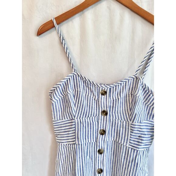 NWT Target Universal Thread Women MEDIUM Linen Corset Midi Dress Blue Striped - Picture 5 of 8